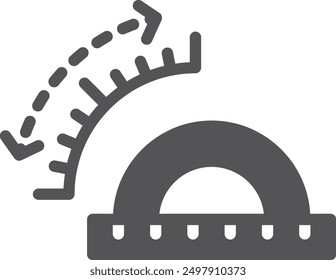 Protractor measure angle tool. Geometric black icon