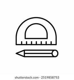 protractor pencil icon sign vector