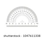 Protractor with ruler 10 cm. Protractor grid for measuring degrees. Tilt angle meter. Ruler 10 centimeters. 10 cm grid with a division to one thirty-second. Measuring tool. Ruler Graduation. EPS10