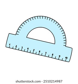 Protractor ruler, back to school concept, doodle style vector