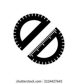 Protractor ruler black color illustration vector isolated. Half circle ruler.Ruler vector