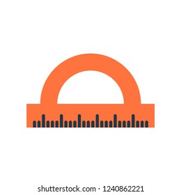 Protractor with ruler. Circle Ruler icon. Semicircle ruler 
