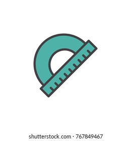 Protractor ruler filled outline icon, line vector sign, linear colorful pictogram isolated on white. Geometrical instrument symbol, logo illustration. Pixel perfect vector graphics