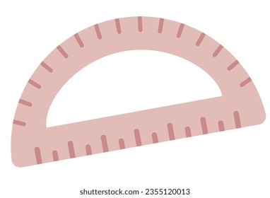 Protractor ruler in flat design isolated on white background. 