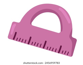 Protractor ruler in flat design. Stationery tool for drawing and measurement. Vector illustration isolated.