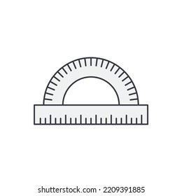 protractor ruler icon in color, isolated on white background 