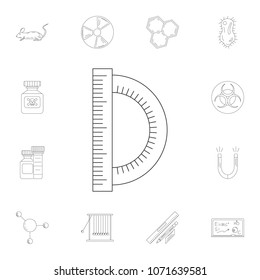 Protractor with ruler icon. Detailed set of Science and lab illustrations. Premium quality graphic design icon. One of the collection icons for websites, web design, mobile app on white background