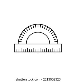 icono de regla del protractor en el icono de estilo de línea, aislado en el fondo blanco
