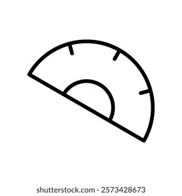 protractor ruler icon, line vector isolated on white background. trendy and modern design	