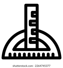 icono de protractor y de regla o logotipo símbolo de signo aislado ilustración vectorial - iconos vectoriales de estilo negro de alta calidad
