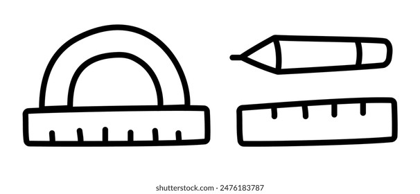 Protractor ruler isolated on the white background. Vector template of degree measuring scale of angles