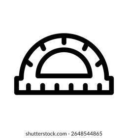 Protractor Ruler line icons.School supplies. Simple vector symbol used for school, travel, or education themes. Clean linear design, editable stroke, isolated on white.