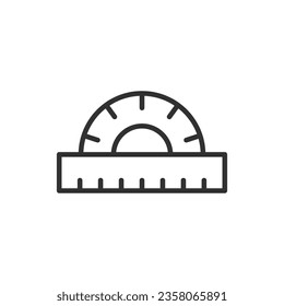Protractor, ruler, linear icon. Line with editable stroke