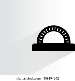 protractor ruler on white background, flat and shadow theme