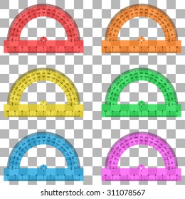 Protractor ruler of plastic transparent