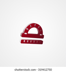 Protractor Ruler Red 3d  illustration