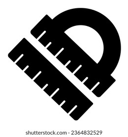 Protraktor und Lineal, Schreibmaschine, Schulbücher, Bildungs-Konzept, geometrisches Vektorzeichen auf weißem Hintergrund, Glyph-Symbol für mobiles Konzept und Web-Design. Vektorgrafik