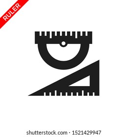 protractor ruler and triangle ruler icon vector logo template
