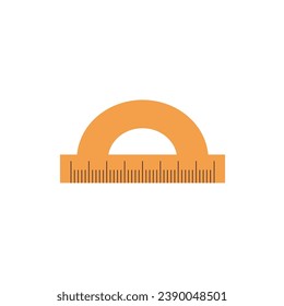 Protractor ruler vector illustration. Measurement and drawing tool. Tilt angle meter isolated on white background. Wooden circle mathematical and geometric equipment