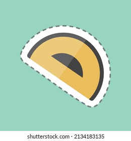 Protractor Sticker in trendy line cut isolated on blue background