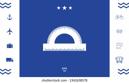 Protractor symbol icon. Graphic elements for your design