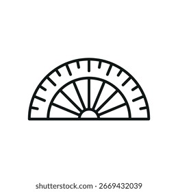 Icono de la herramienta del transportador en el contorno para las matemáticas, el diseño y las imágenes del aula.