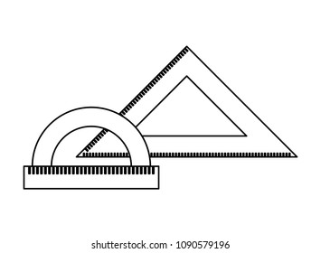 protractor and triangle ruler measuring geometry supplies