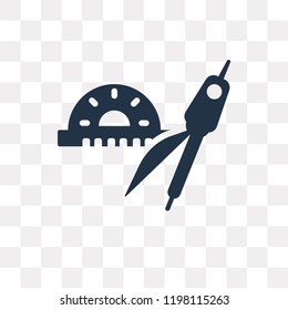 Protractor vector icon isolated on transparent background, Protractor transparency concept can be used web and mobile
