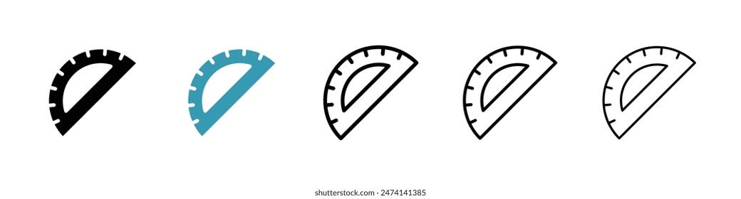 Protractor vector icon set. angle ruler vector icon for UI designs.