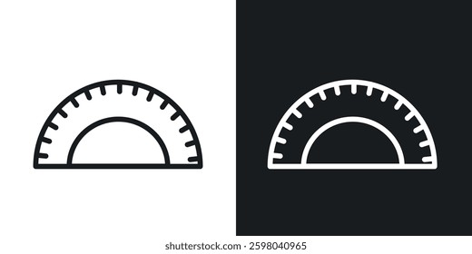 Protractor vector icon set in black and white color.