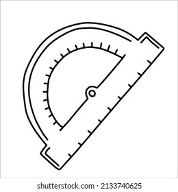 protractor, ilustración vectorial de una regla matemática, icono de suministros escolares