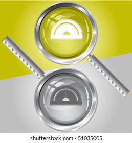 Protractor. Vector magnifying glass.