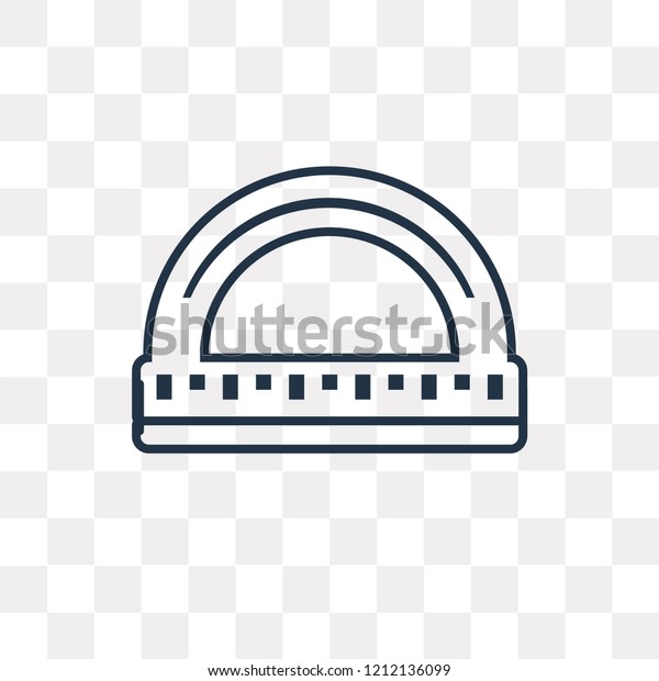 Protractor vector outline icon isolated on\
transparent background, high quality linear Protractor transparency\
concept can be used web and\
mobile