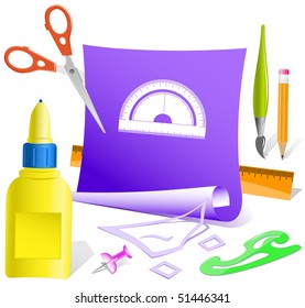 Protractor. Vector paper template.