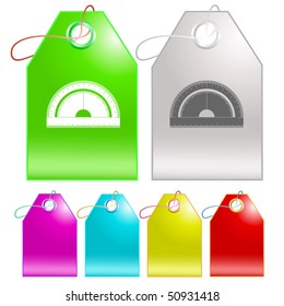 Protractor. Vector tags.