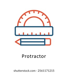 Protractor Vector Two Color Icon. Eps file 10
