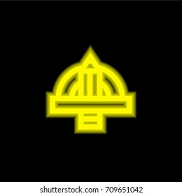 Protractor yellow glowing neon ui ux icon. Glowing sign logo vector