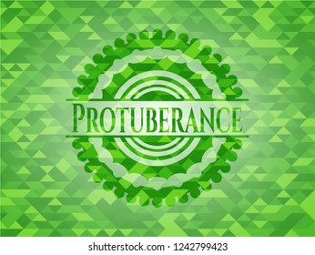 Protuberance green emblem with mosaic ecological style background