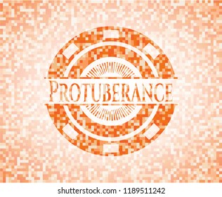 Protuberance orange mosaic emblem with background