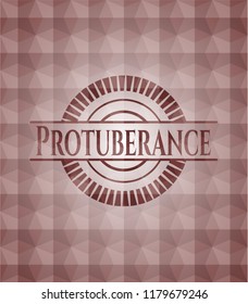 Protuberance red seamless badge with geometric pattern.
