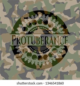 Protuberance written on a camo texture