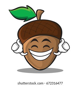Proud acorn cartoon character style