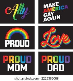 Proud Ally. LGBT pride slogan against discrimination.