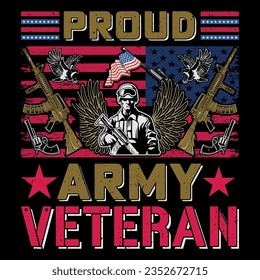 Proud Army Veteran Soldier Veteran SVG T-Shirt Sublimation Vector Graphic