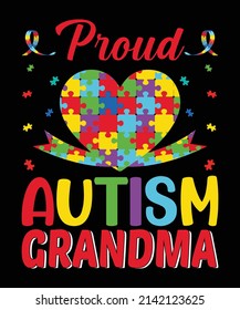 Proud Autism Grandma T-Shirt Design.