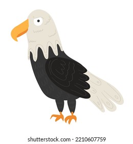 Proud bald eagle. Vector illustration, flat cartoon style