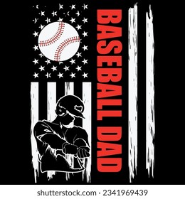 Proud baseball dad american flag t-shirt design