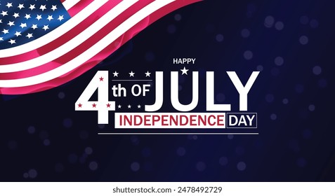 Proud to be American 4th of July Text with USA Flag Illustration Design