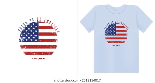 Orgulloso de ser americano diseño de camiseta Ilustración. Diseño de Ilustración vectorial para gráficos de moda, camisetas, impresiones, carteles, regalos, pegatinas.