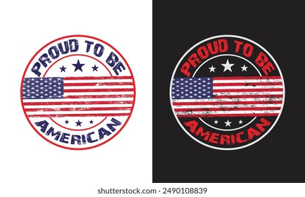 Orgulloso de ser americano. Diseño de la camiseta del Día de la Independencia de Estados Unidos, Vector para una camiseta.